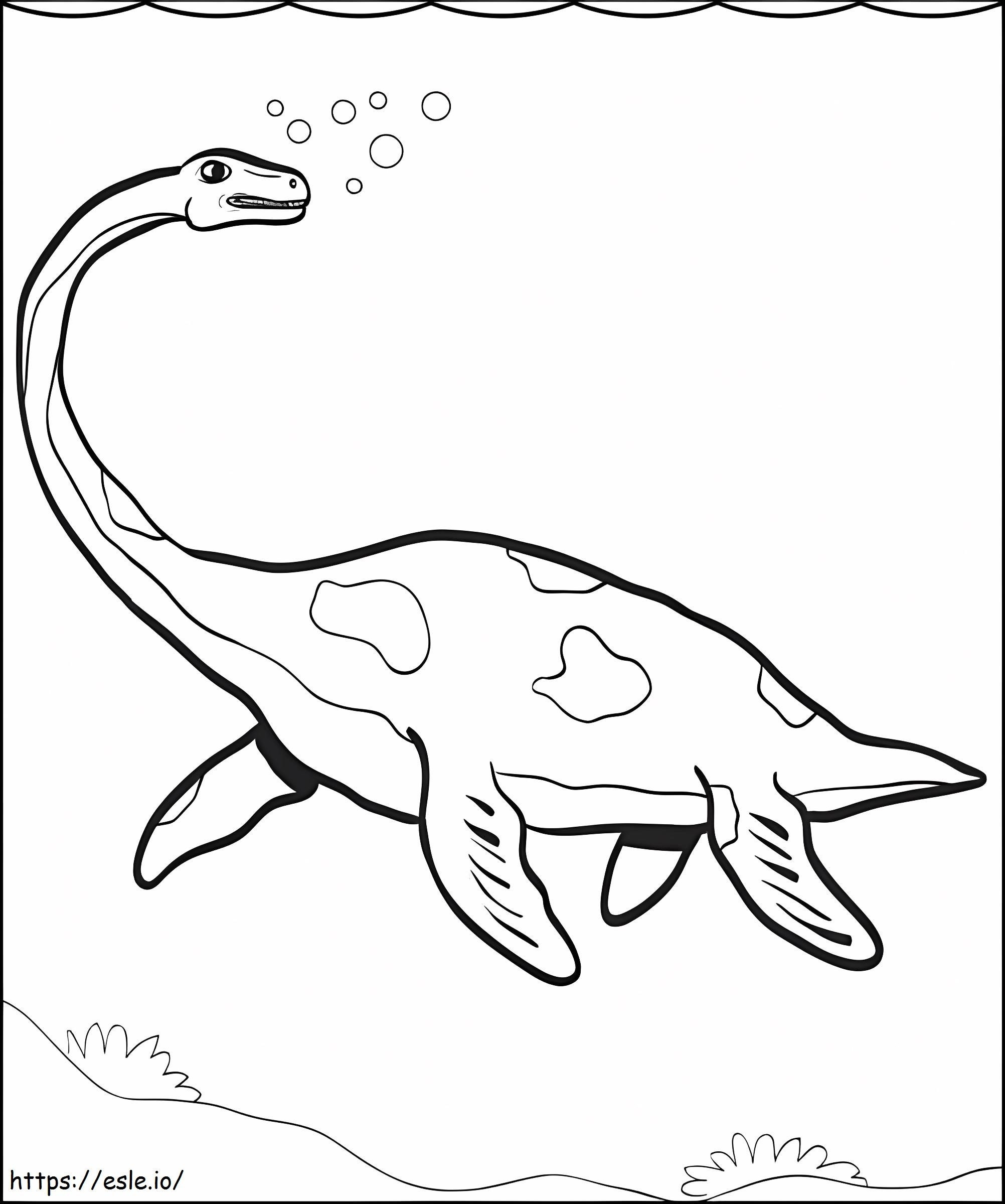 Plesiozaur sub apă de colorat