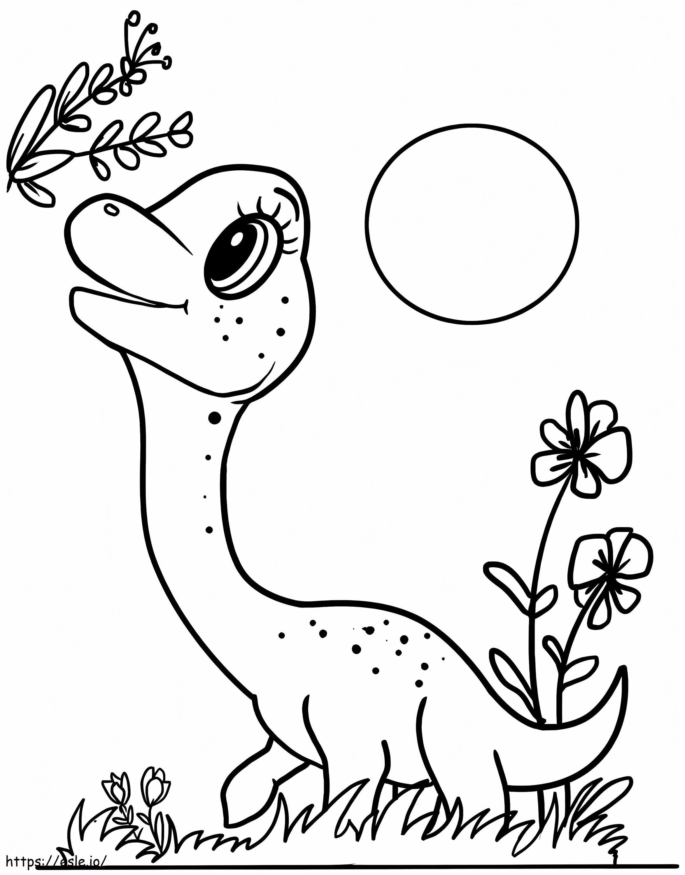愛らしいブラキオサウルス ぬりえ - 塗り絵