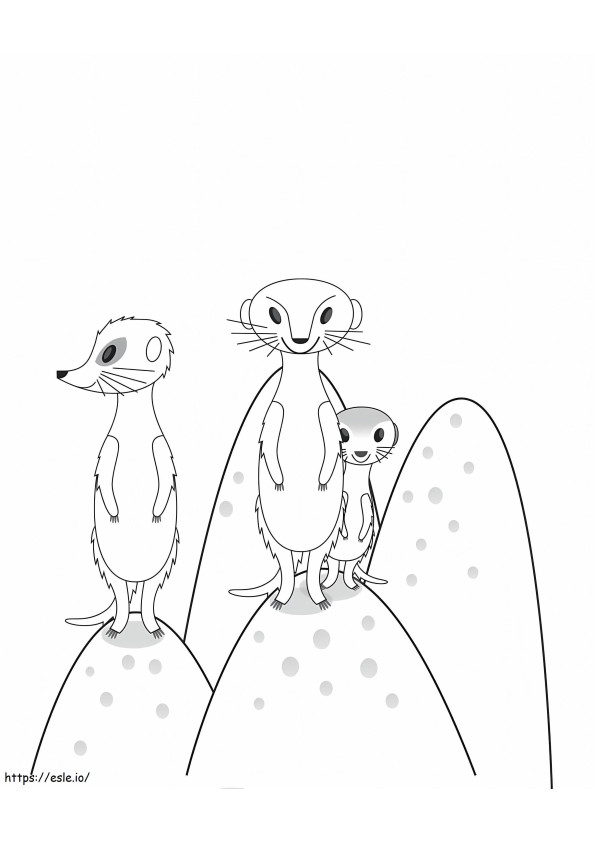 Familiar suricata para colorear