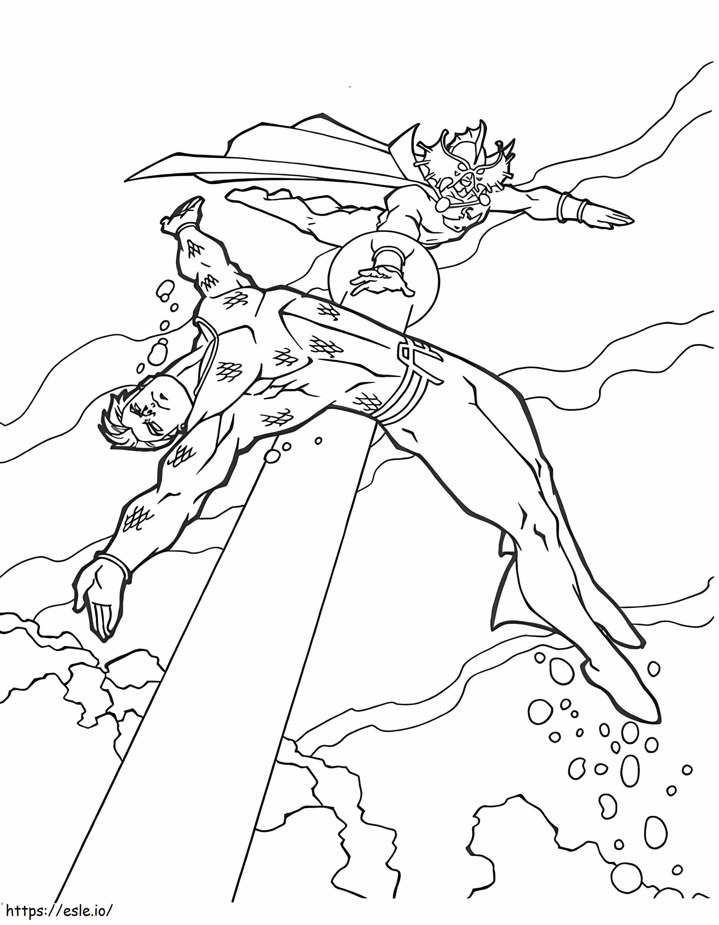 Coloriage Aquaman contre Ocean Master à imprimer dessin