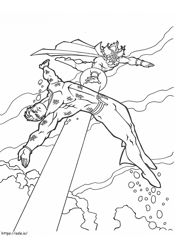 Coloriage Aquaman contre Ocean Master à imprimer dessin