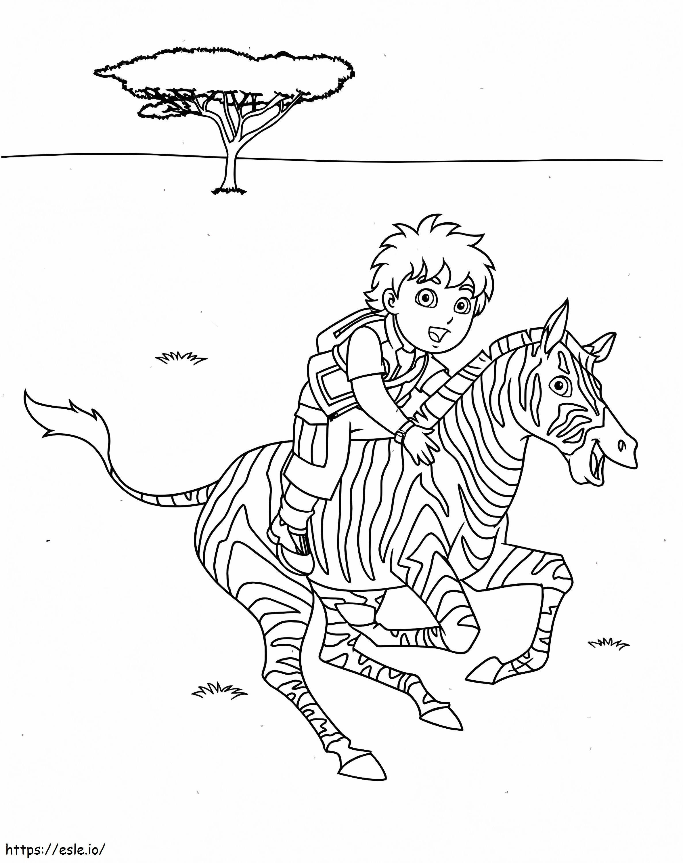 Diego reitet auf einem Zebra ausmalbilder