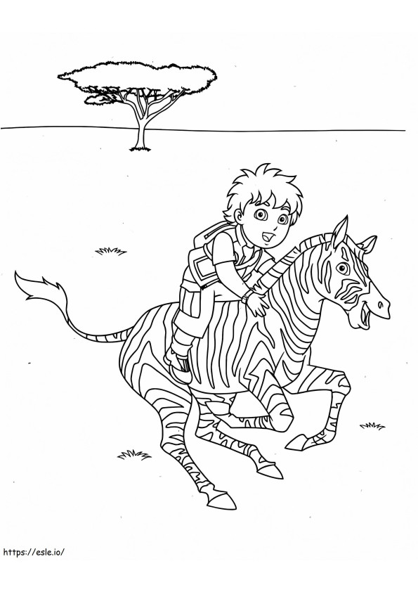 Diego Rides A Zebra coloring page