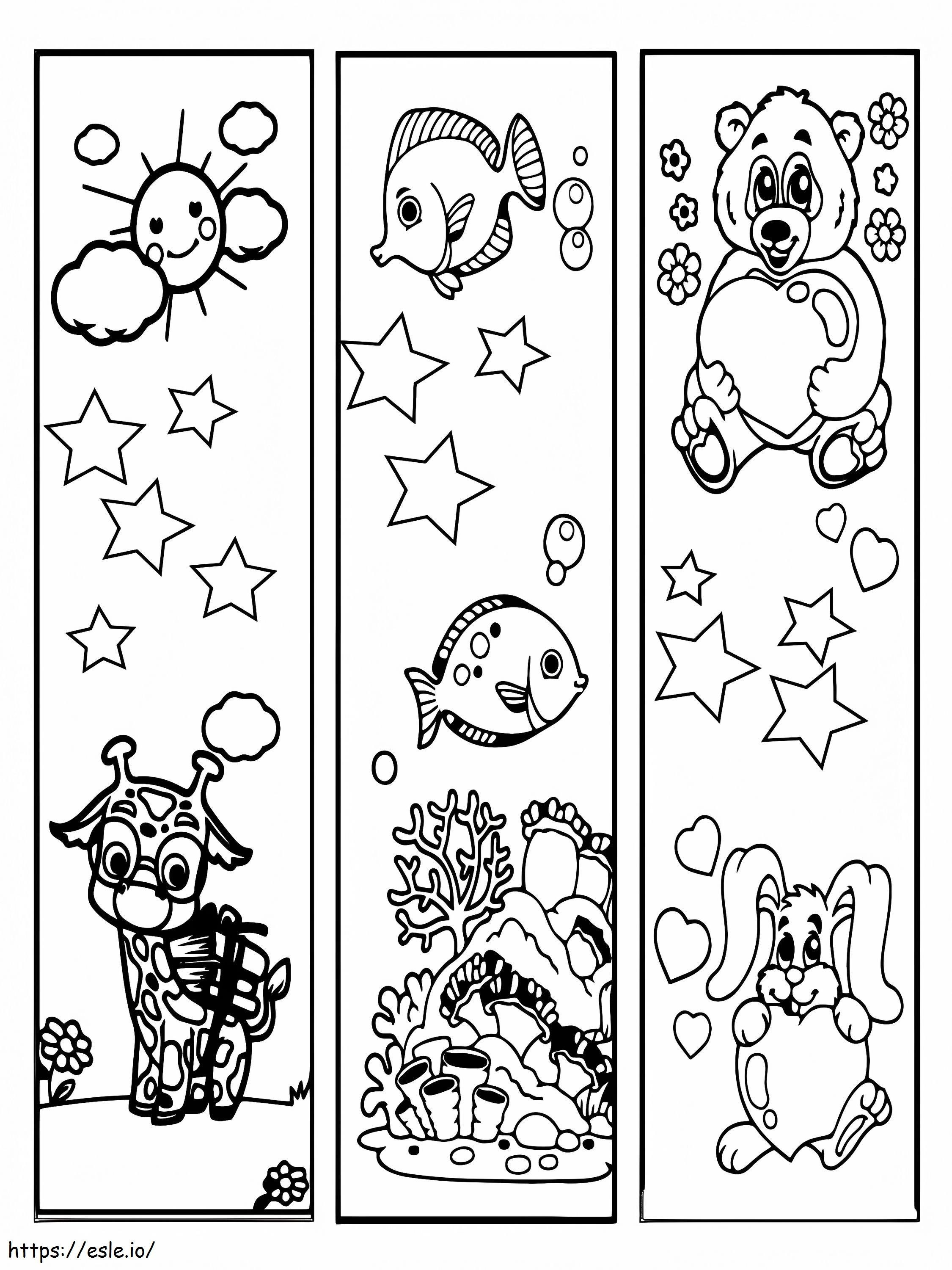 Animals Bookmark For Kids coloring page