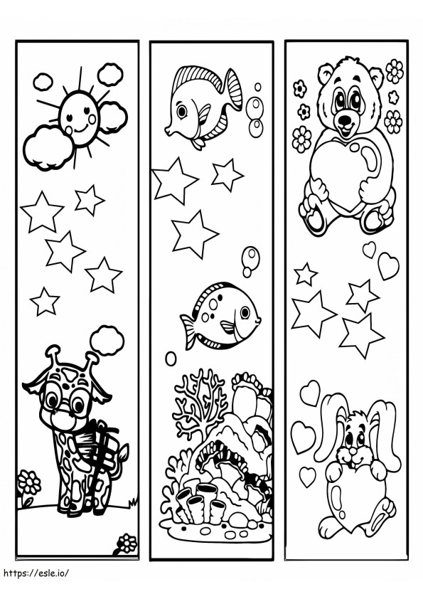 Semn de carte cu animale pentru copii de colorat