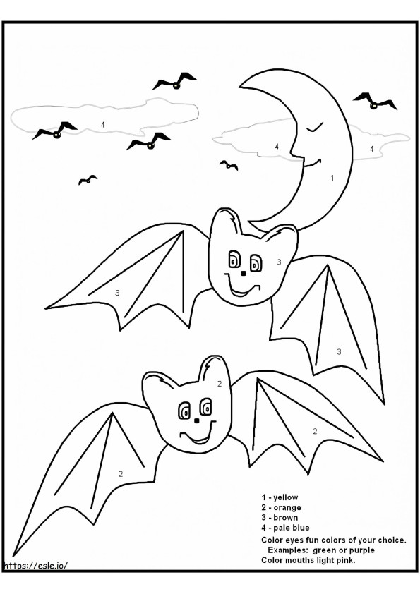 Colorear por números murciélagos de Halloween para colorear