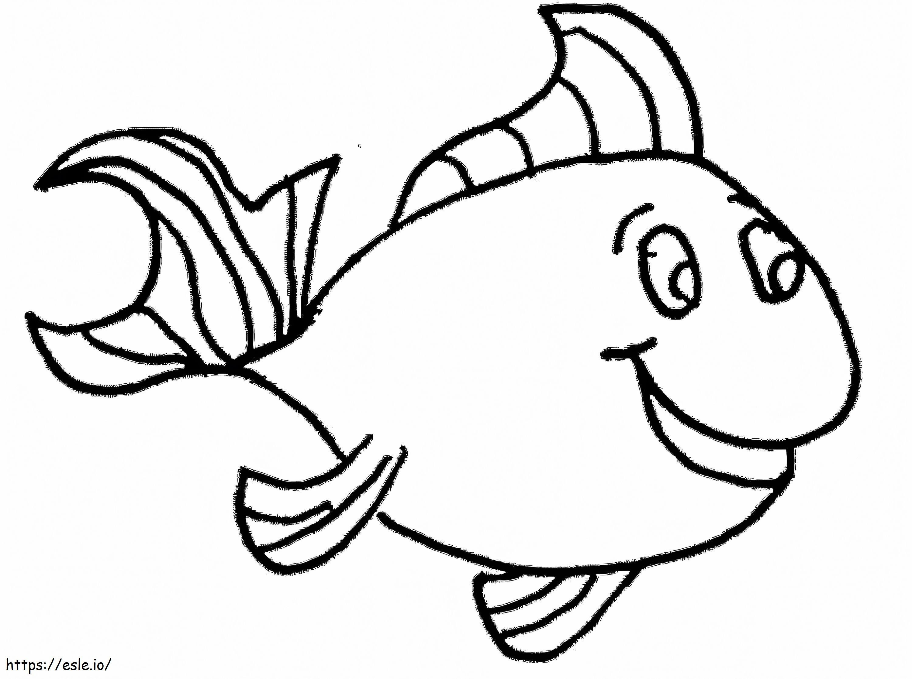 1歳児向けのかわいい魚 ぬりえ - 塗り絵