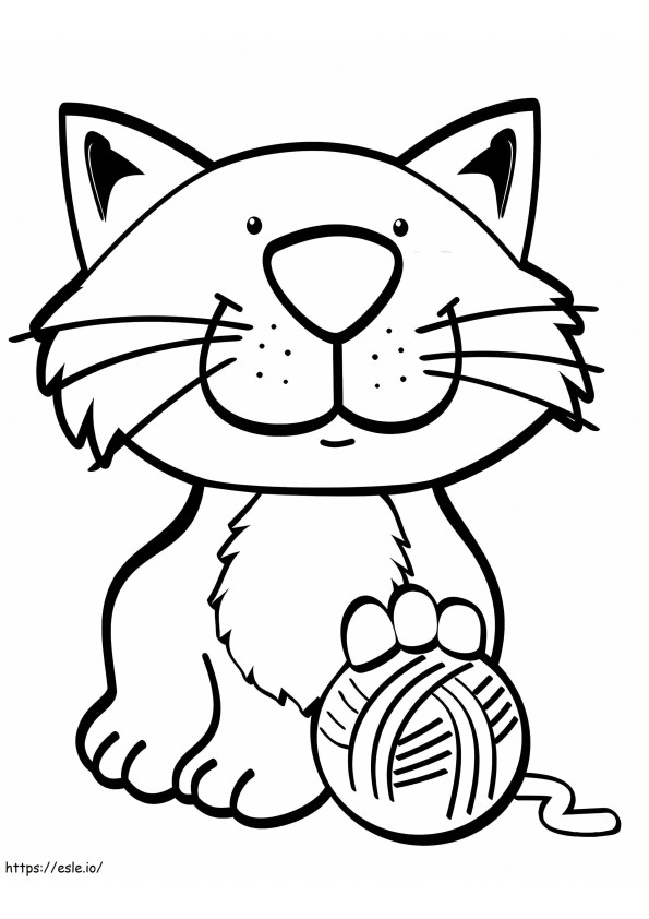 Cat And Yarn Ball coloring page
