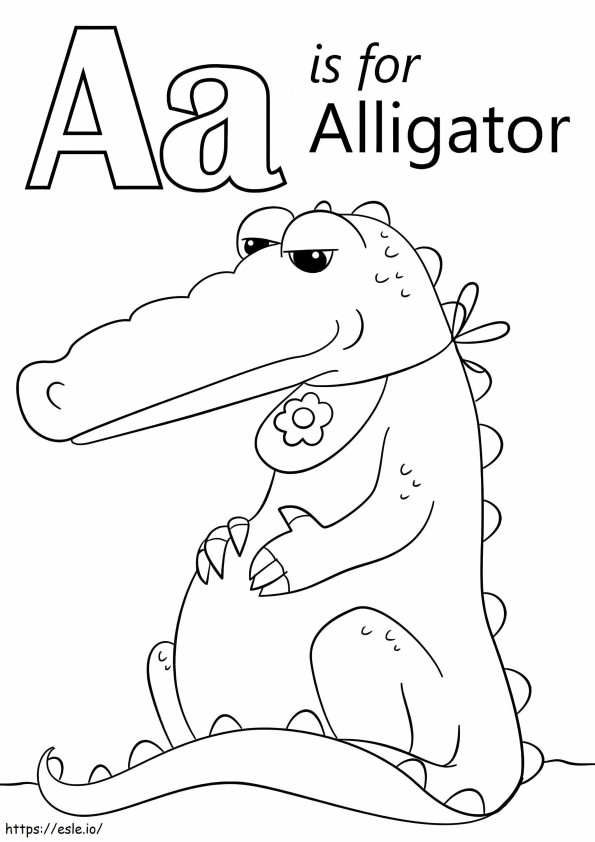 Coloriage Lettre Crocodile A à imprimer dessin