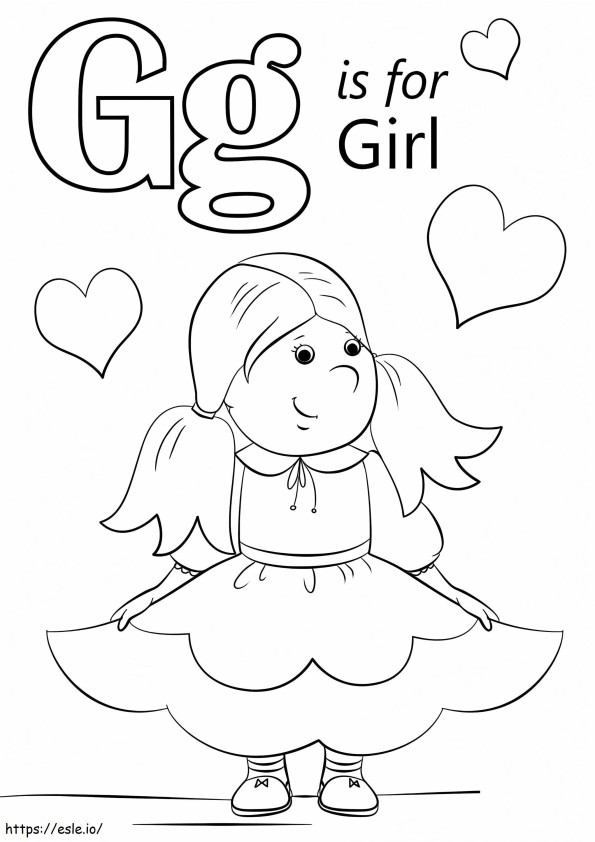 Girl Letter G coloring page