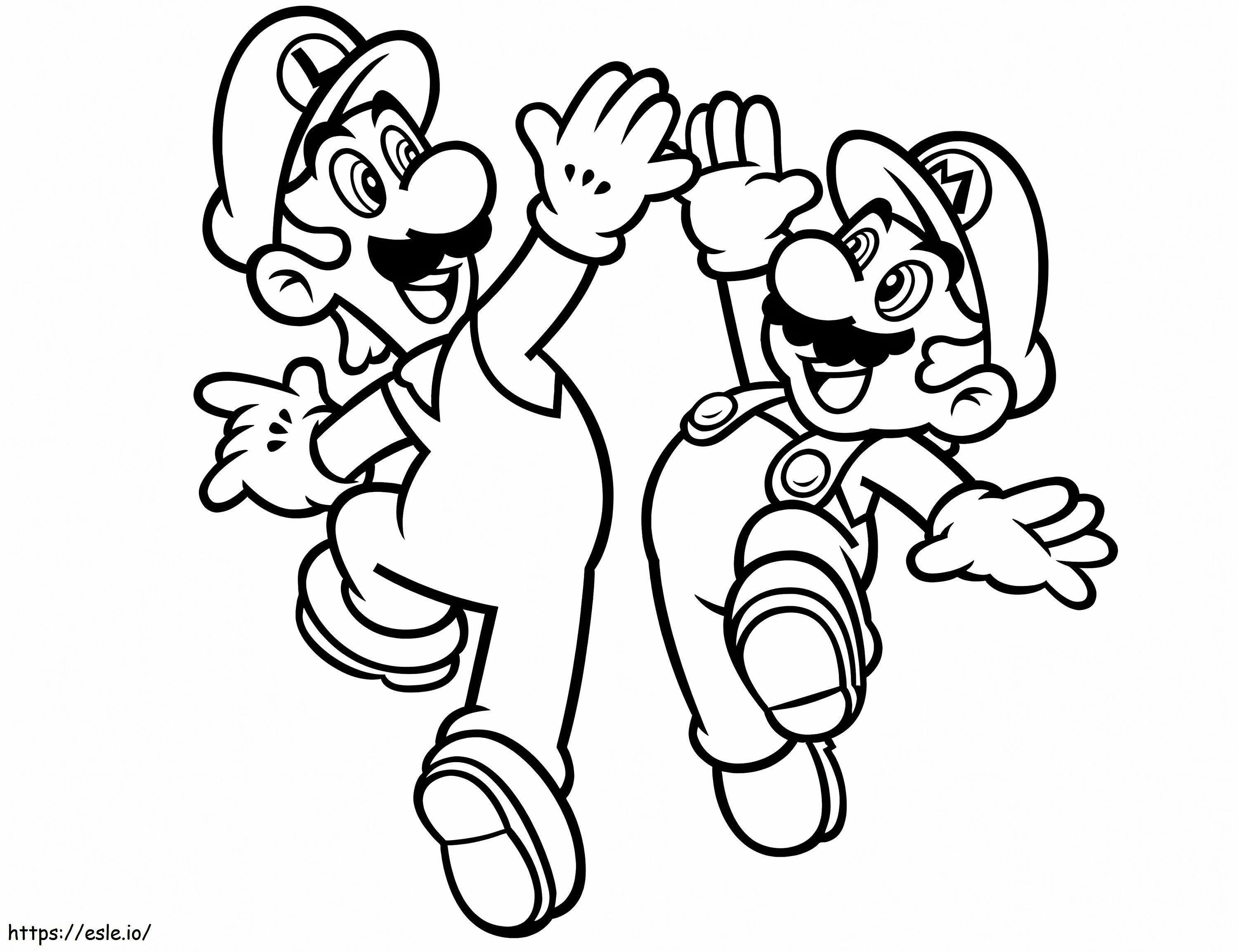 Luigi și Mario de colorat