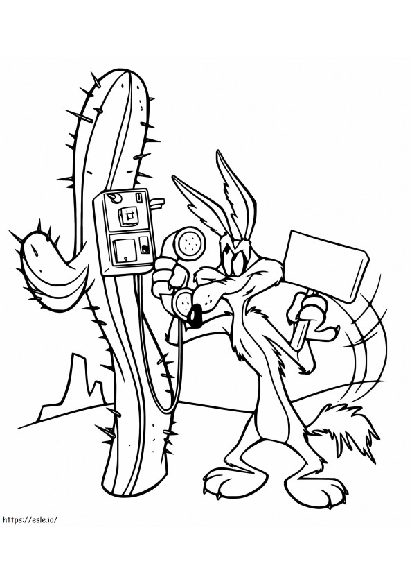 Wile E Coyote Calling coloring page