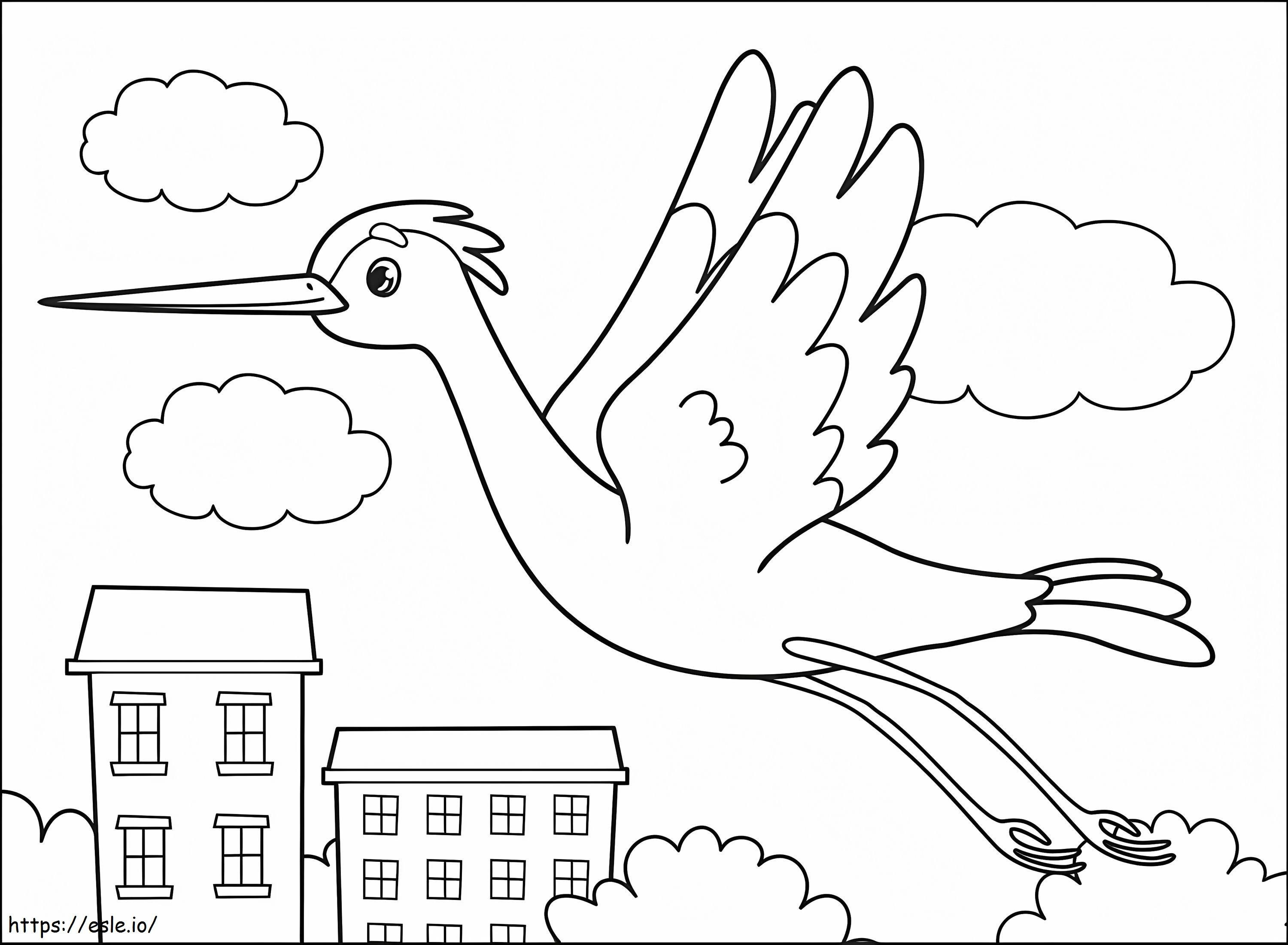 Cute Crane Flying coloring page