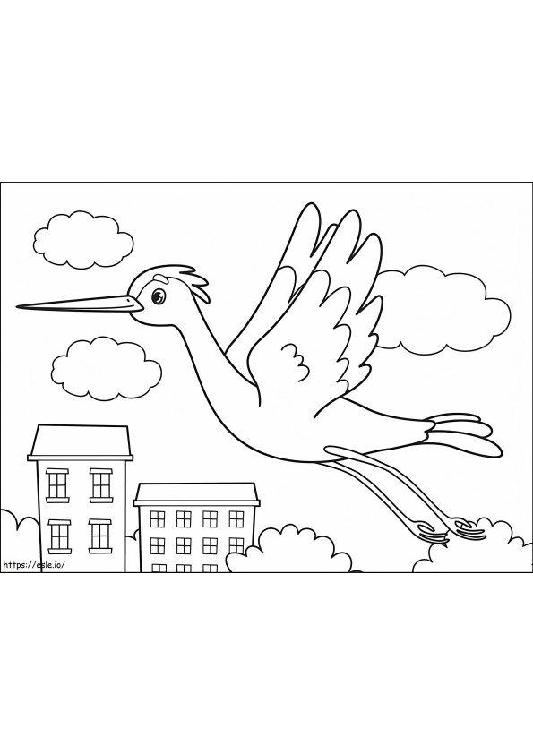 Cute Crane Flying coloring page