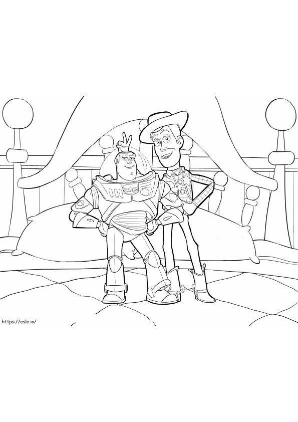 Woody And Buzz In Scaled House coloring page