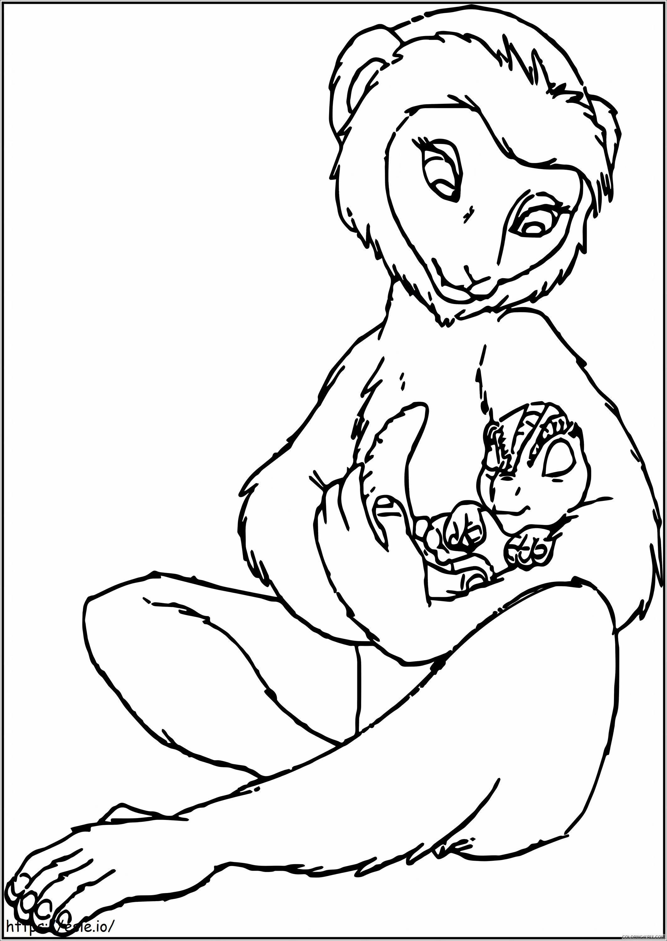 Coloriage Mère et bébé lémurien à imprimer dessin