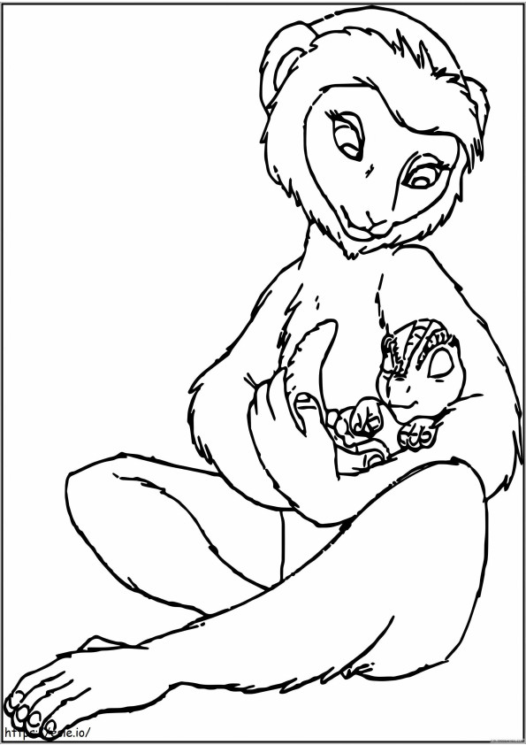 Mama și puiul de lemur de colorat