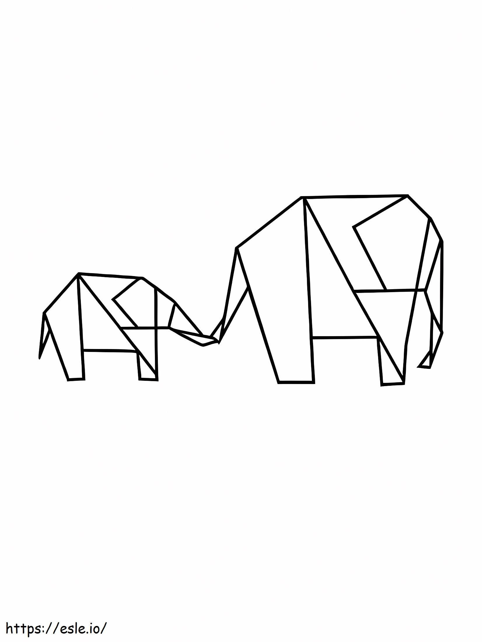 Origami elefántok kifestő