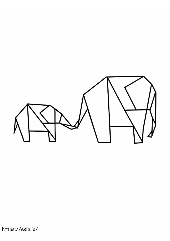 Origami Elephants coloring page