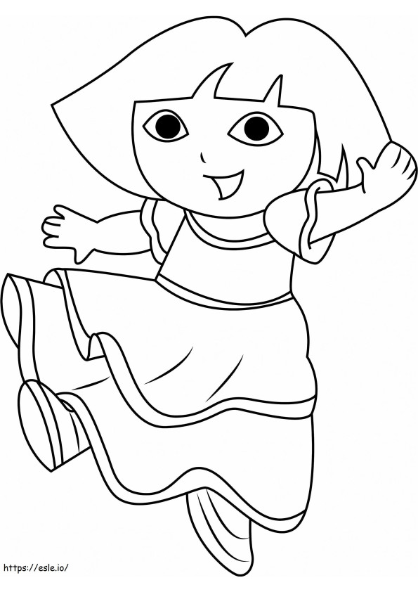 1531188469 Happy Dora Dancing A4 coloring page