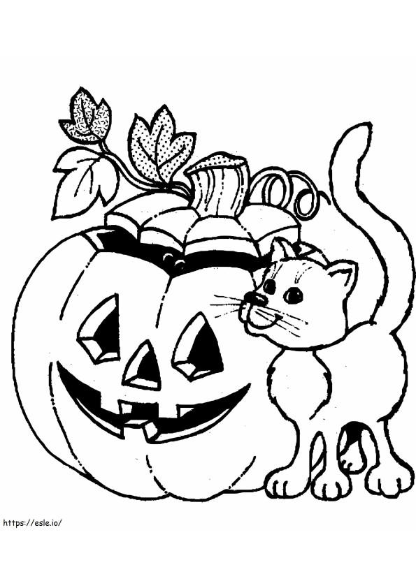 Jack O Lantern e Gato para colorir
