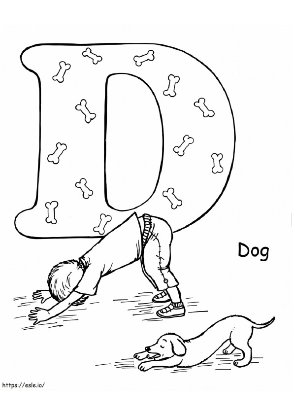 Coloriage Pose de chien de yoga à imprimer dessin
