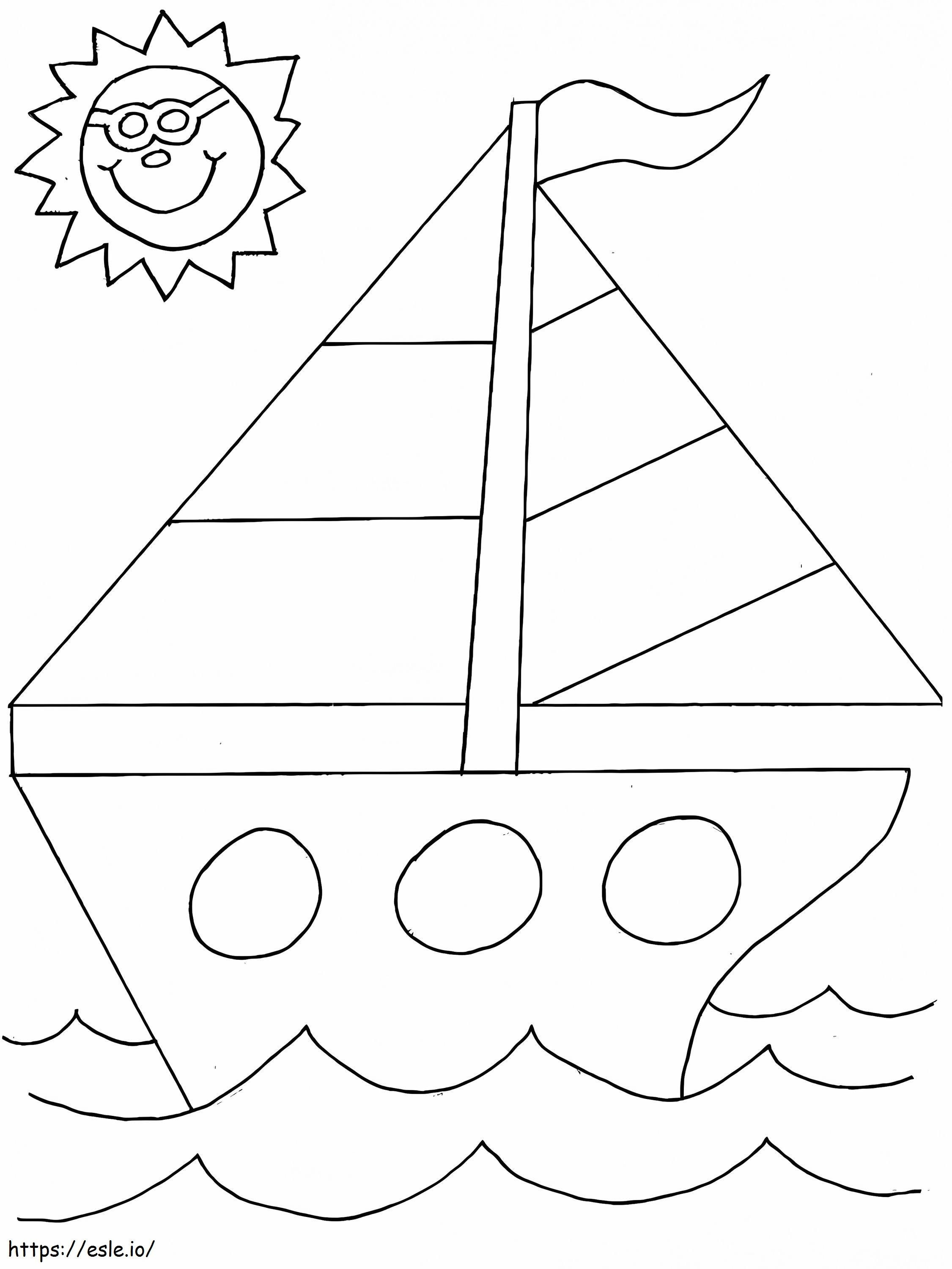Barca a vela per la scuola materna da colorare