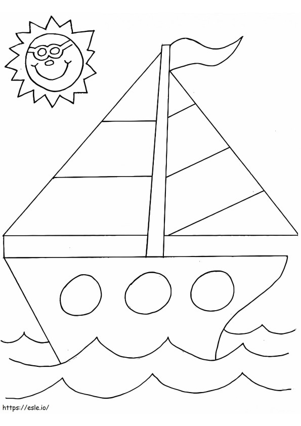 Zeilboot voor de kleuterschool kleurplaat