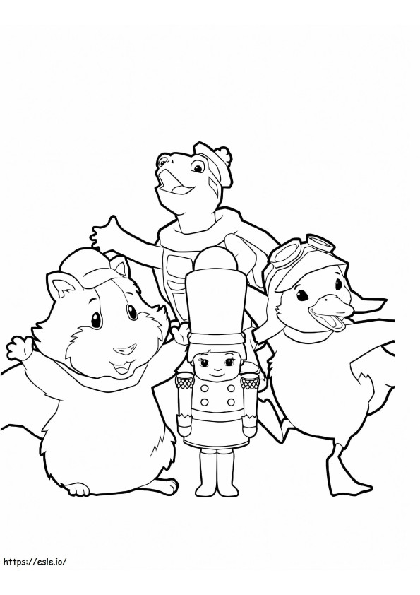 Three Wonderful Happy Pets coloring page
