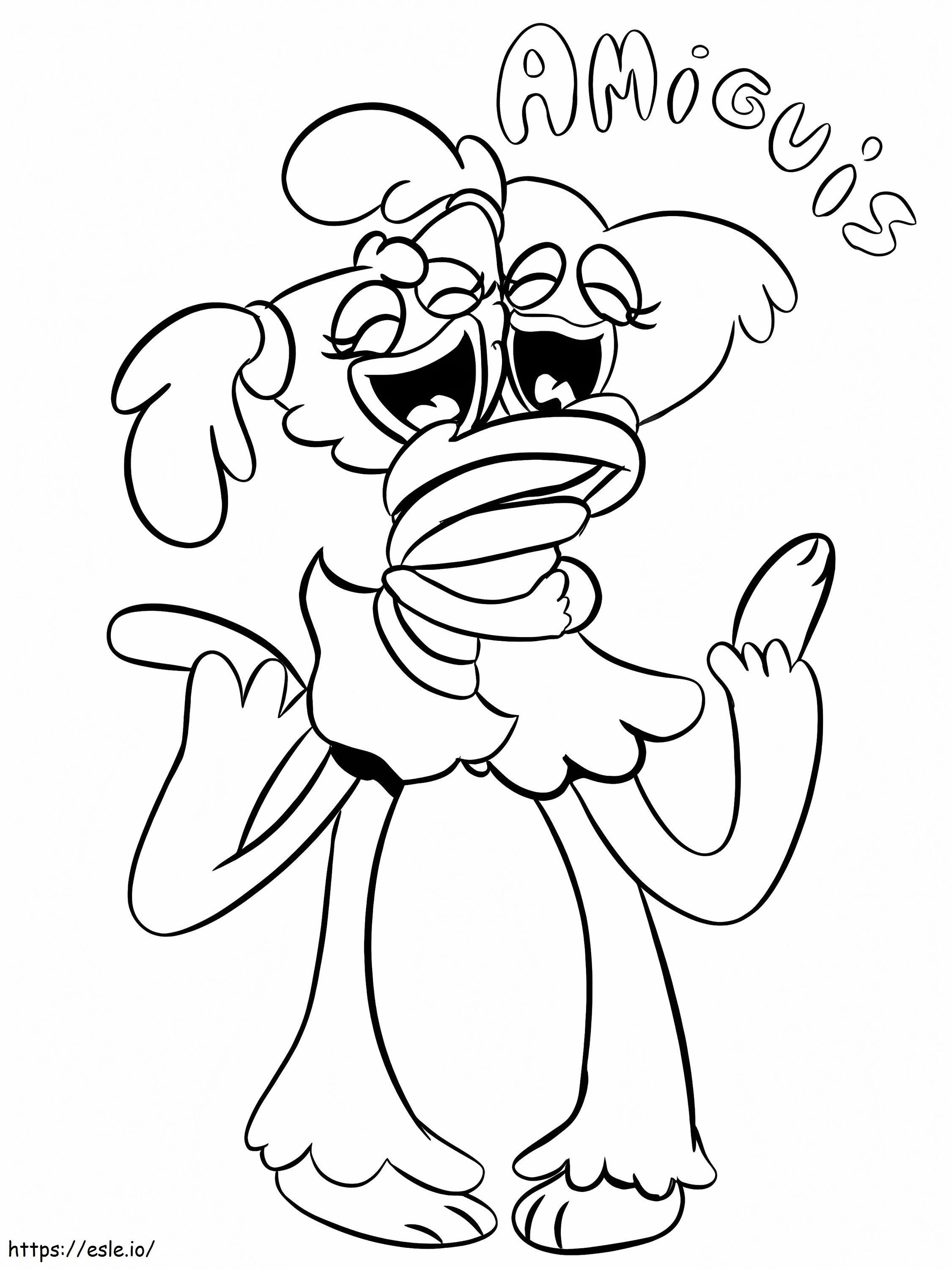 Huggy Wuggy abraza a Kissy Missy para colorear