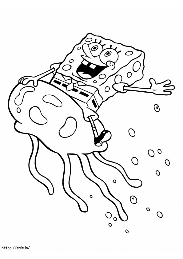 Spongebob în meduze de colorat