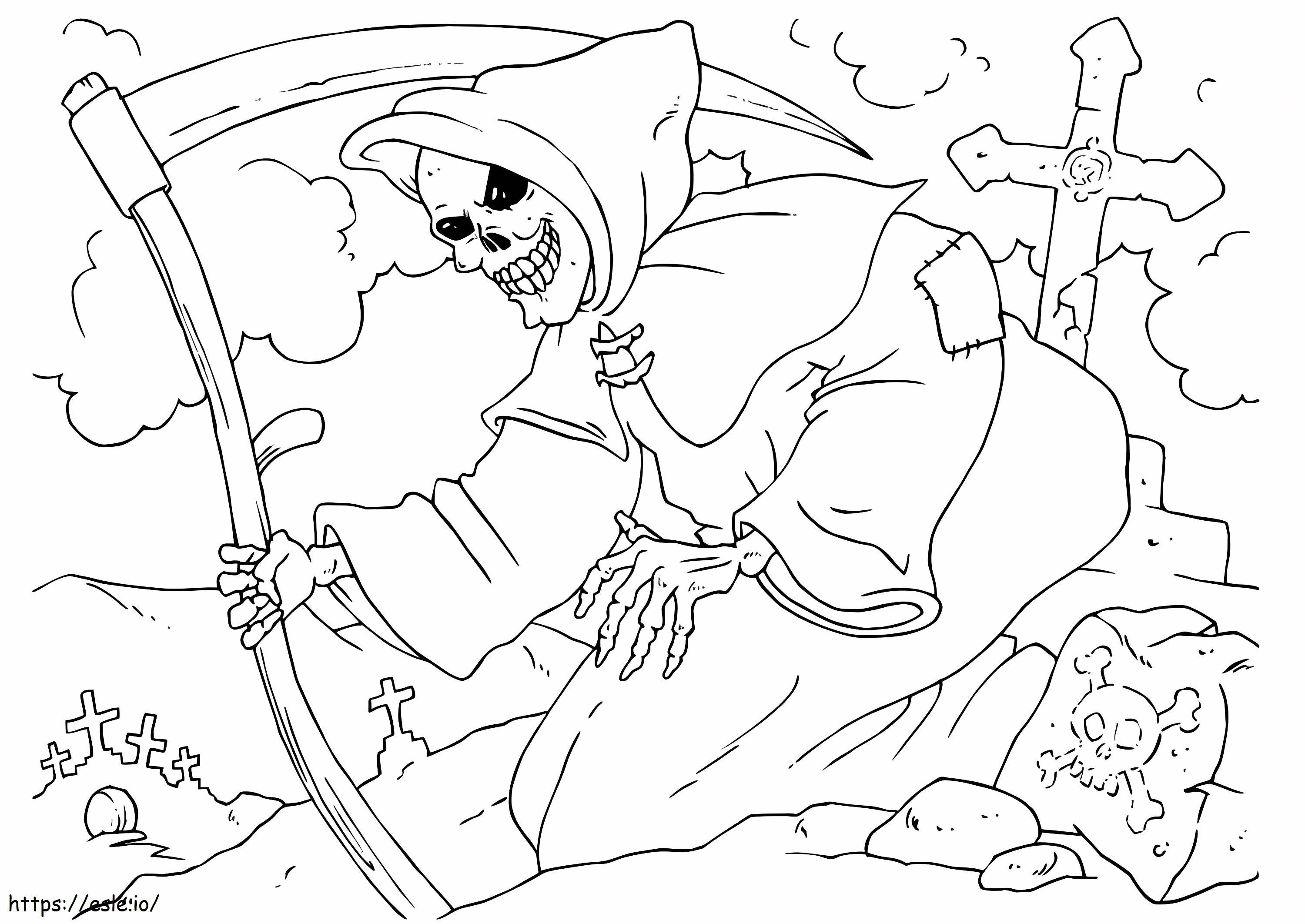 Grim Reaper With Cemetery coloring page