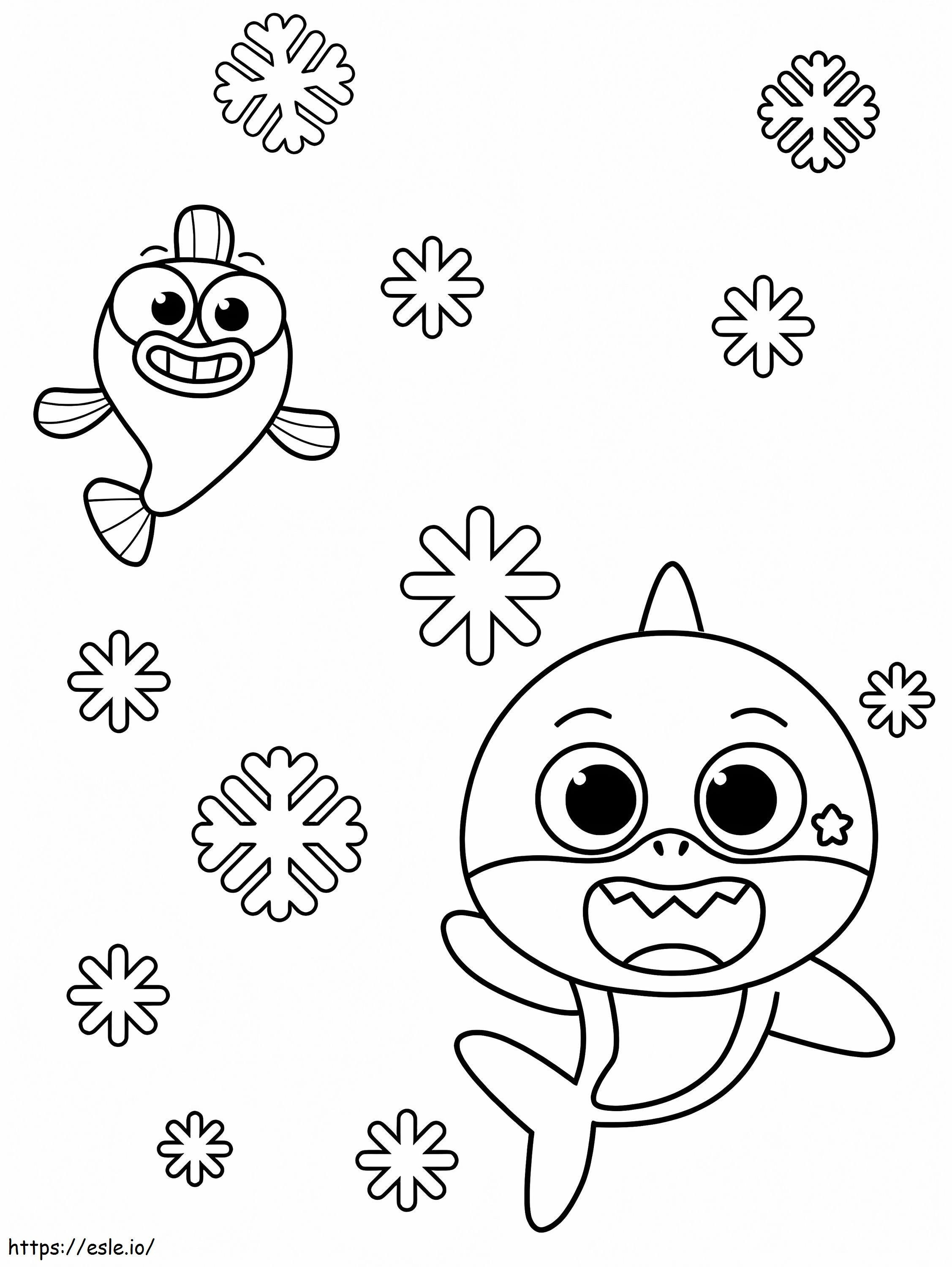 Coloriage Noël bébé requin à imprimer dessin