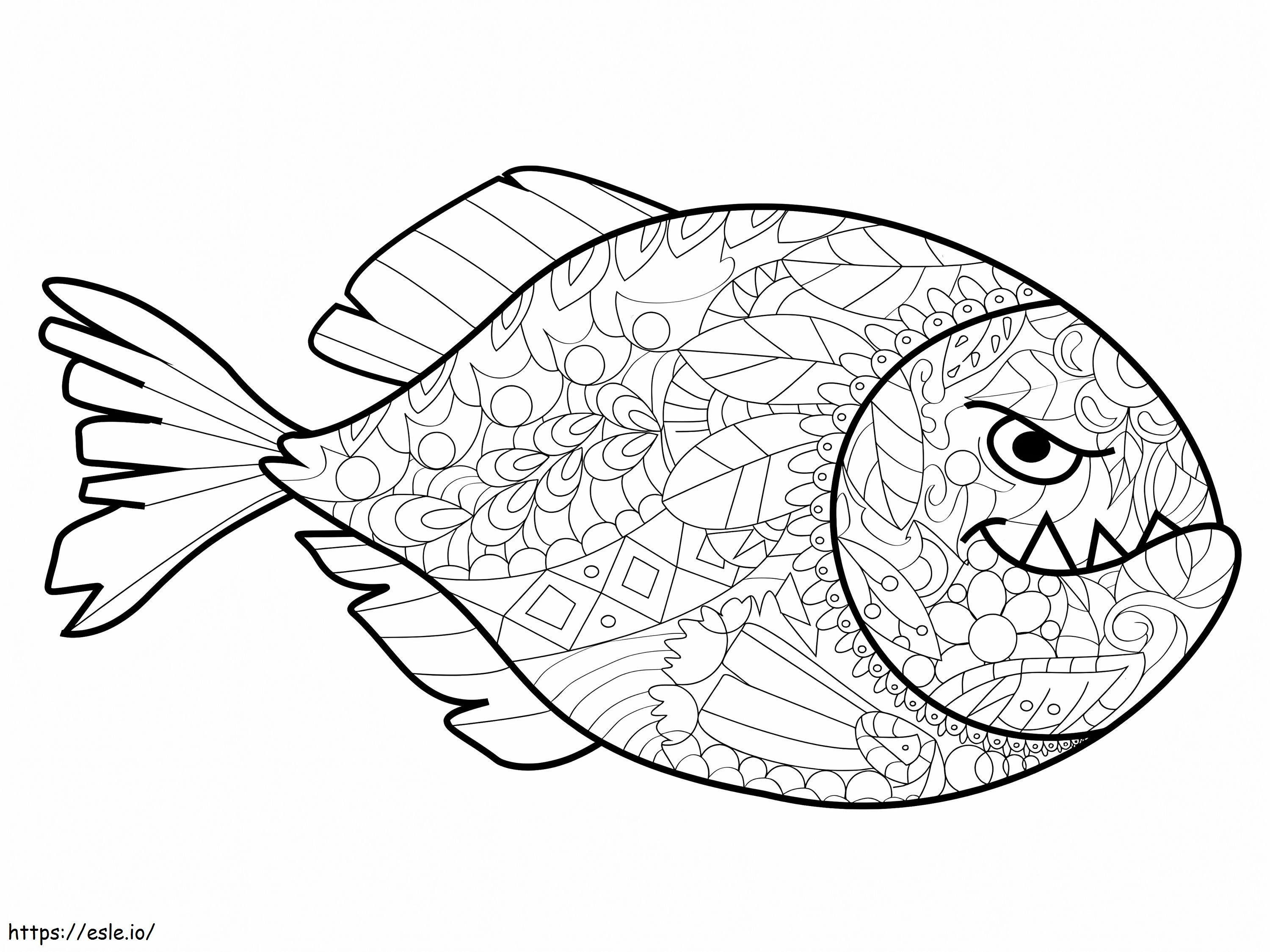 Coloriage Zentangle Piranha à imprimer dessin