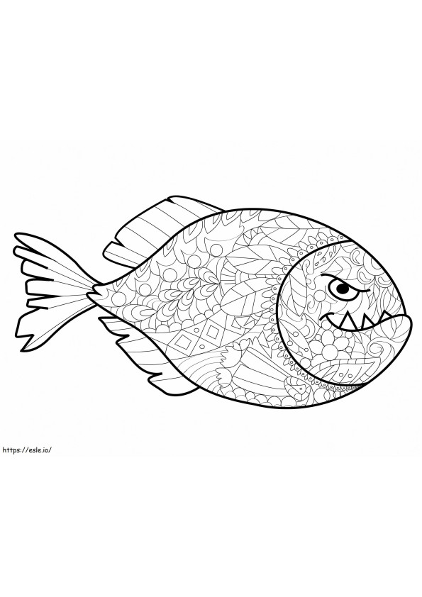 Coloriage Zentangle Piranha à imprimer dessin