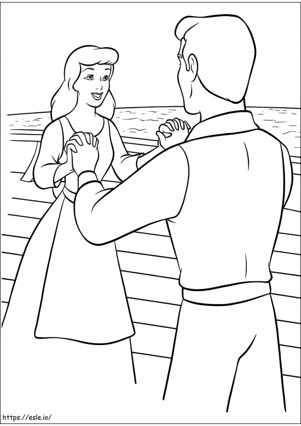 Cinderella With Prince Charming coloring page