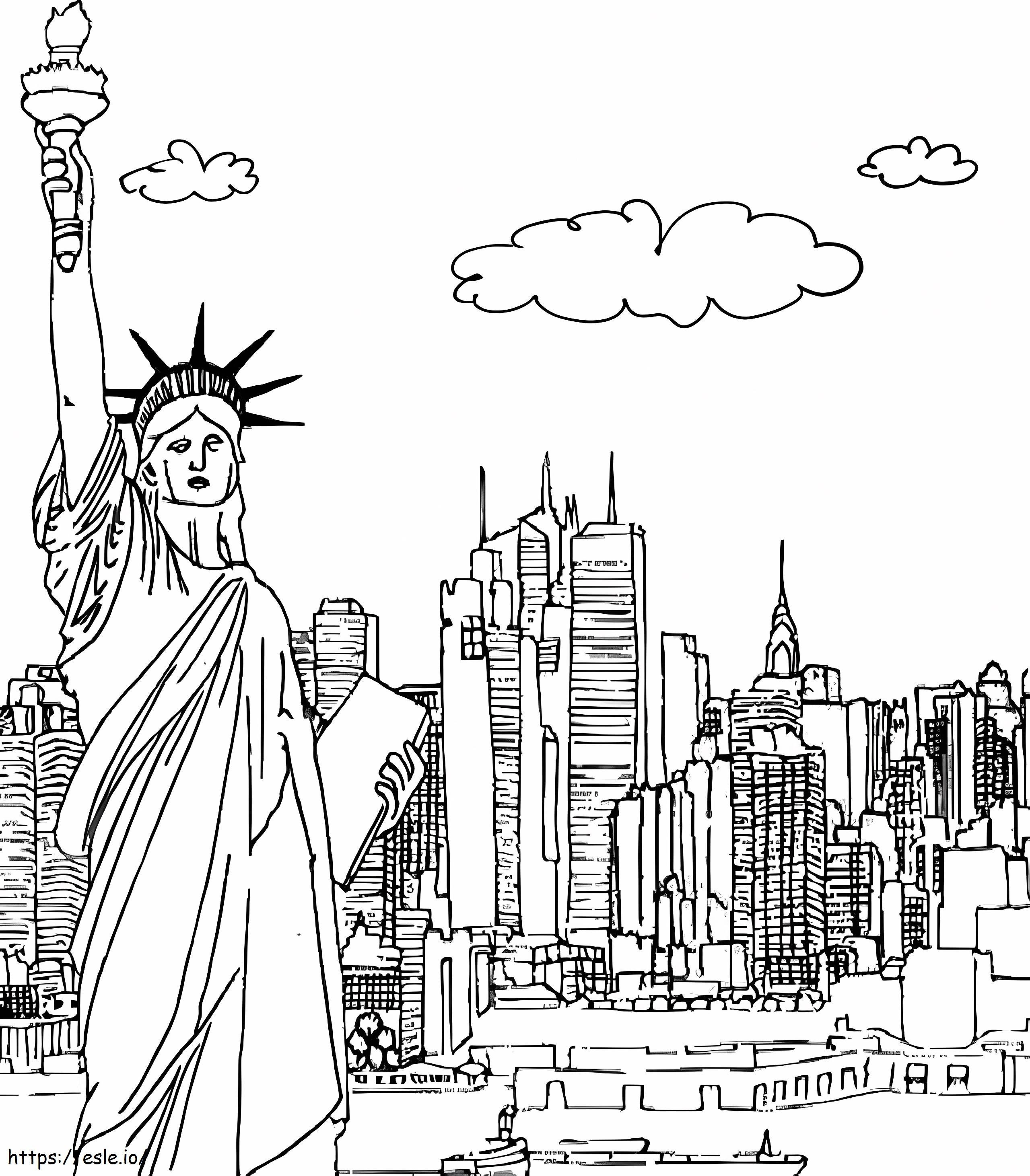 Desenați construcția orașului în SUA de colorat