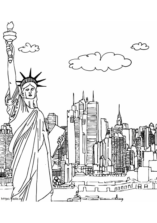 Desenați construcția orașului în SUA de colorat