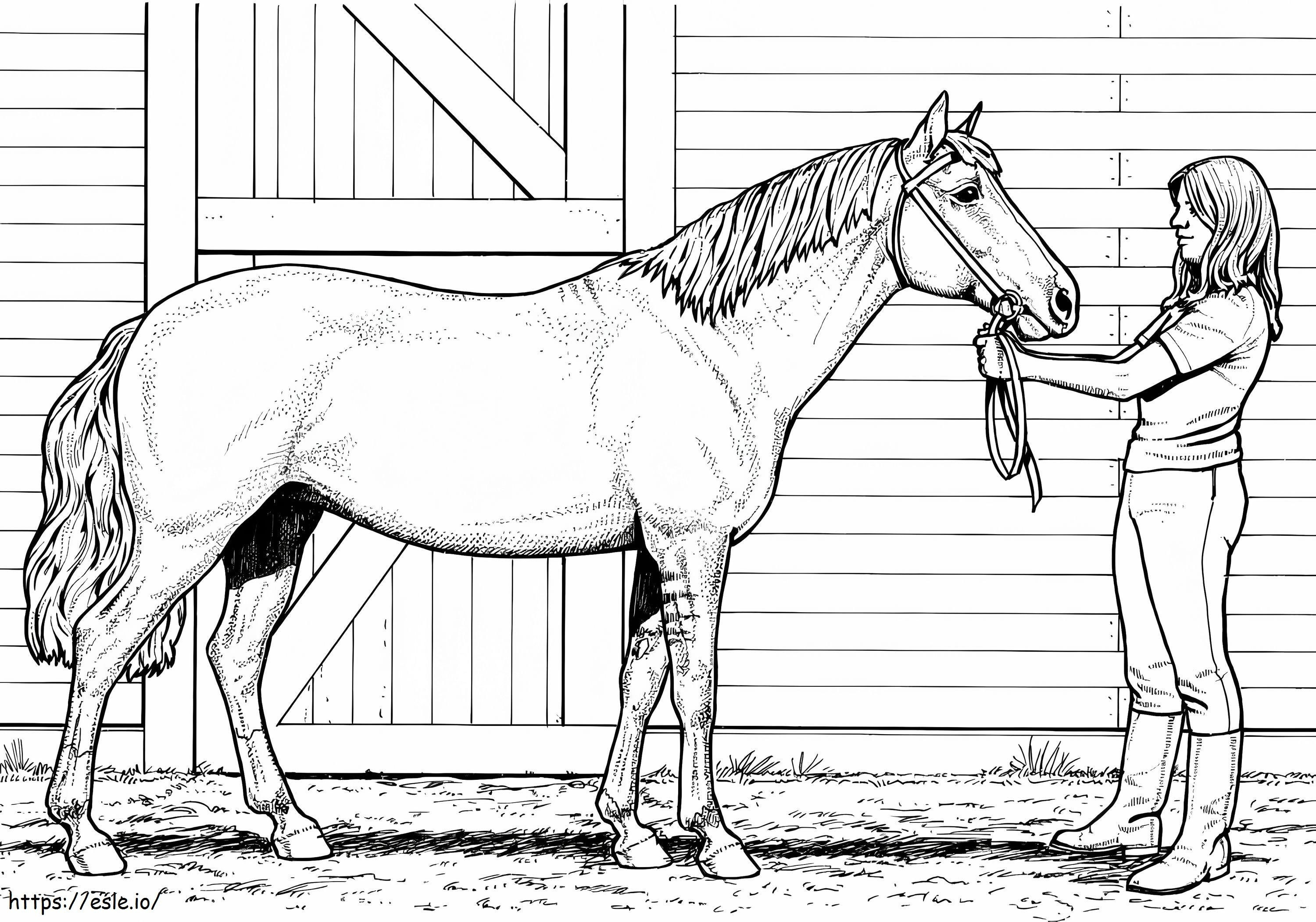 Coloriage Une femme et un cheval à imprimer dessin