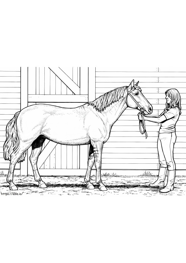 Coloriage Une femme et un cheval à imprimer dessin