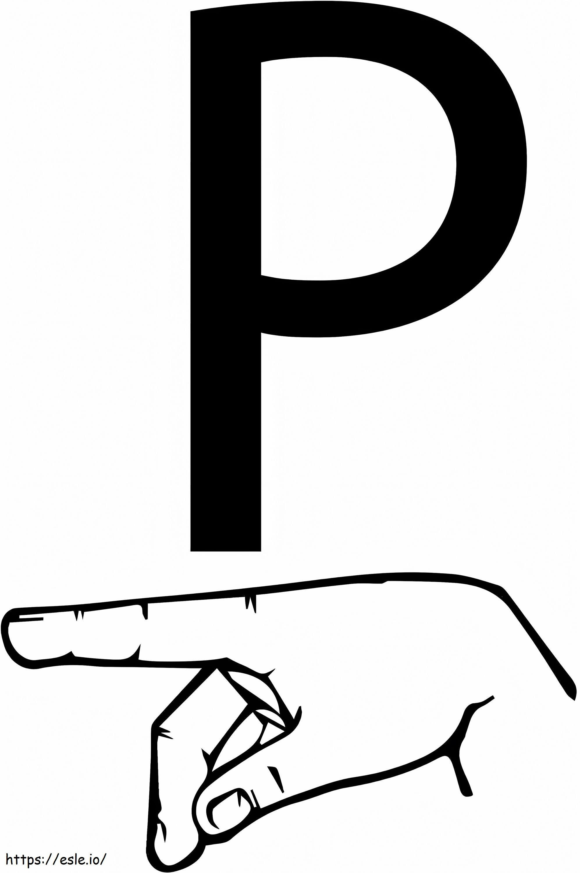 Letter P-hand kleurplaat kleurplaat