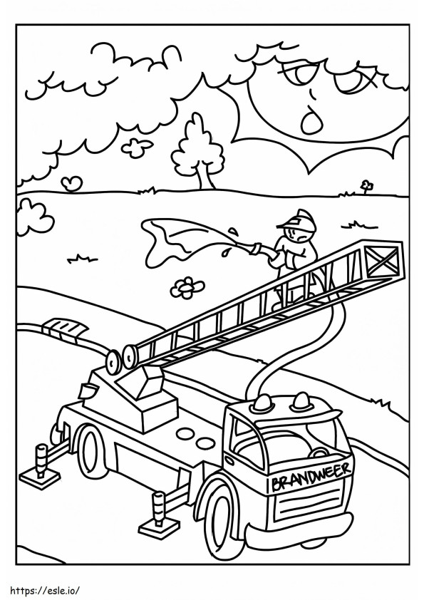 プレイモービル消防車 1 ぬりえ - 塗り絵