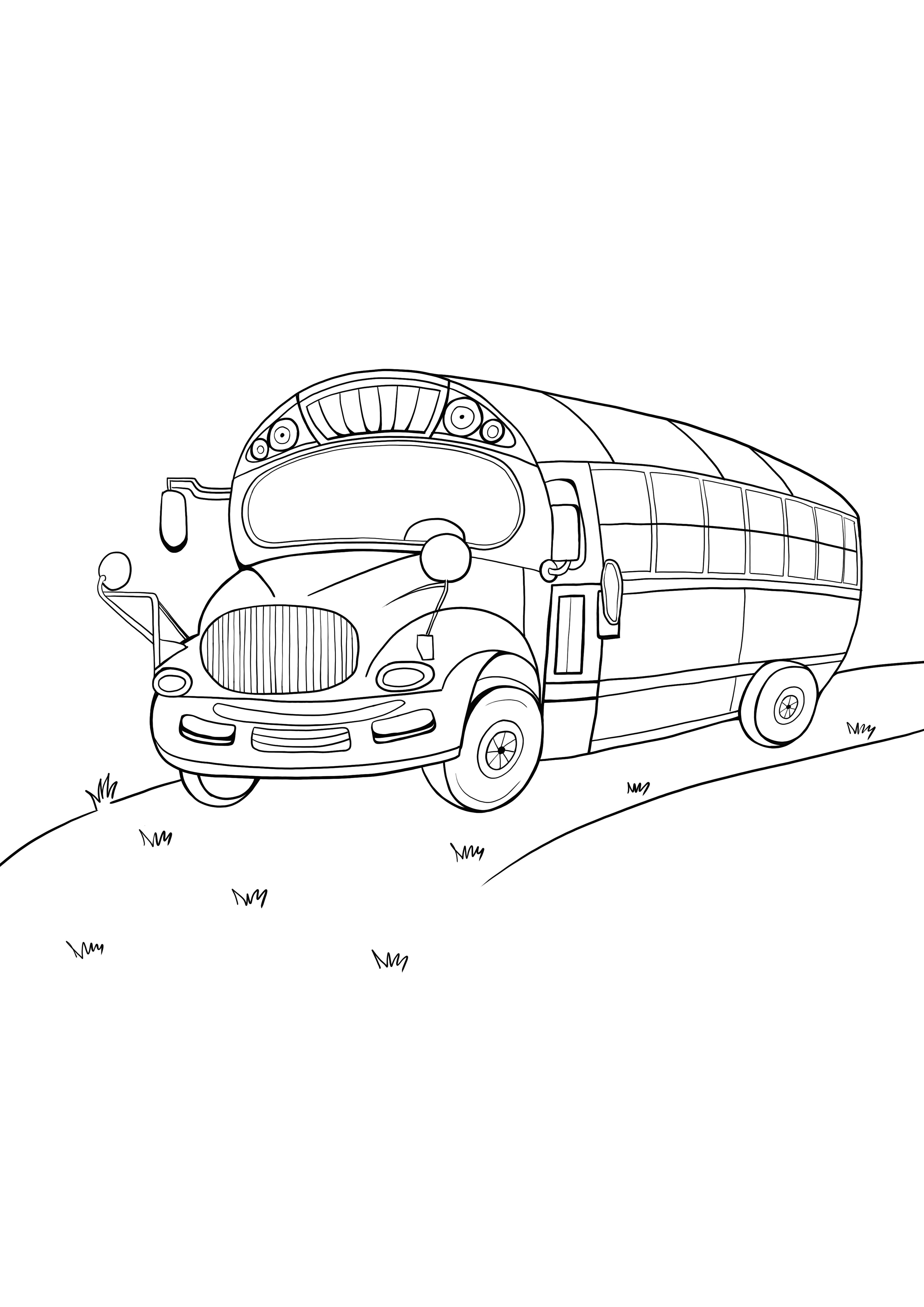 old bus printing and coloring freebie