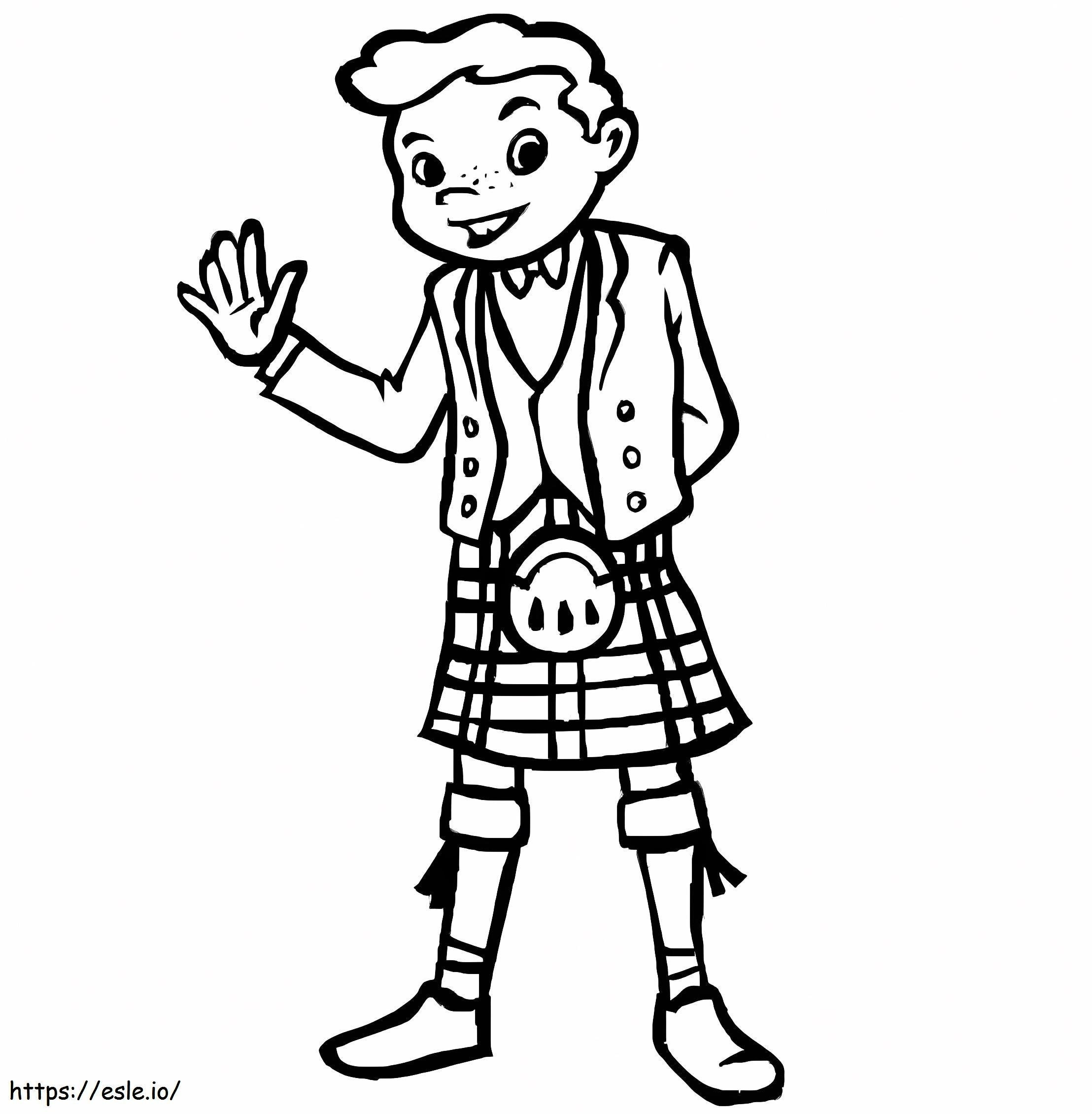 スコットランドの少年 ぬりえ - 塗り絵