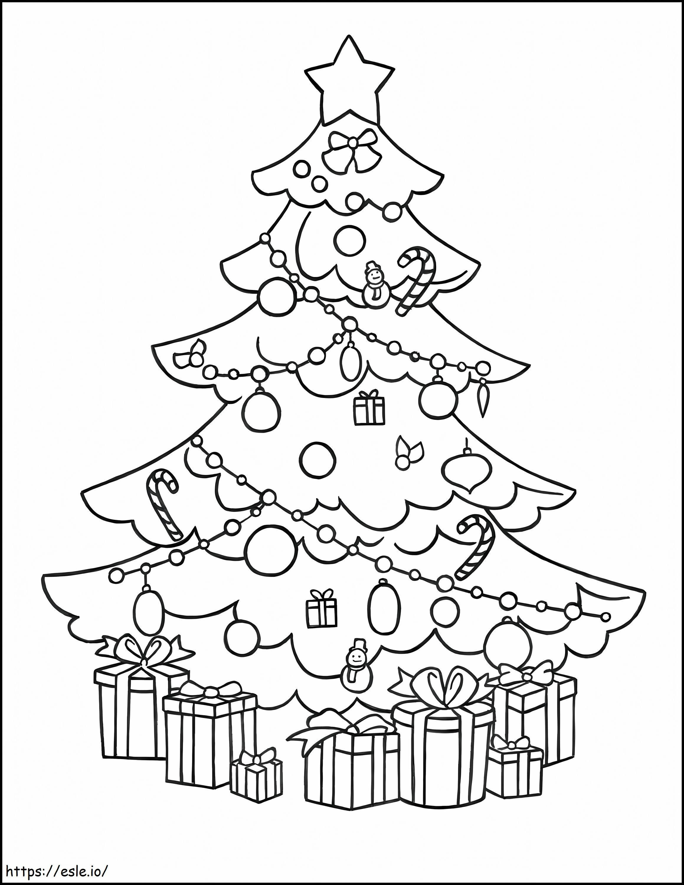 Grande árvore de Natal para colorir