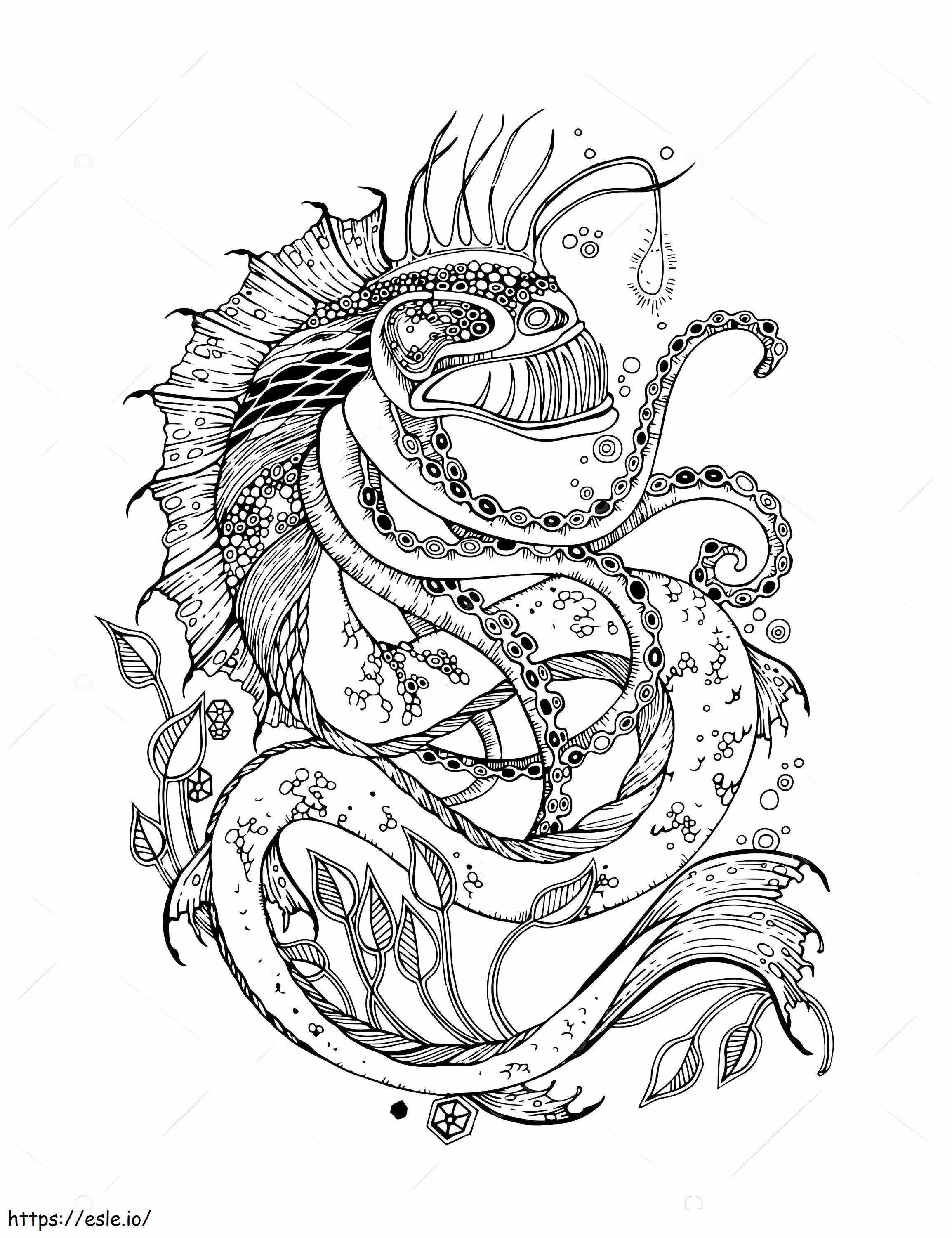 Stunning Sea Serpent coloring page