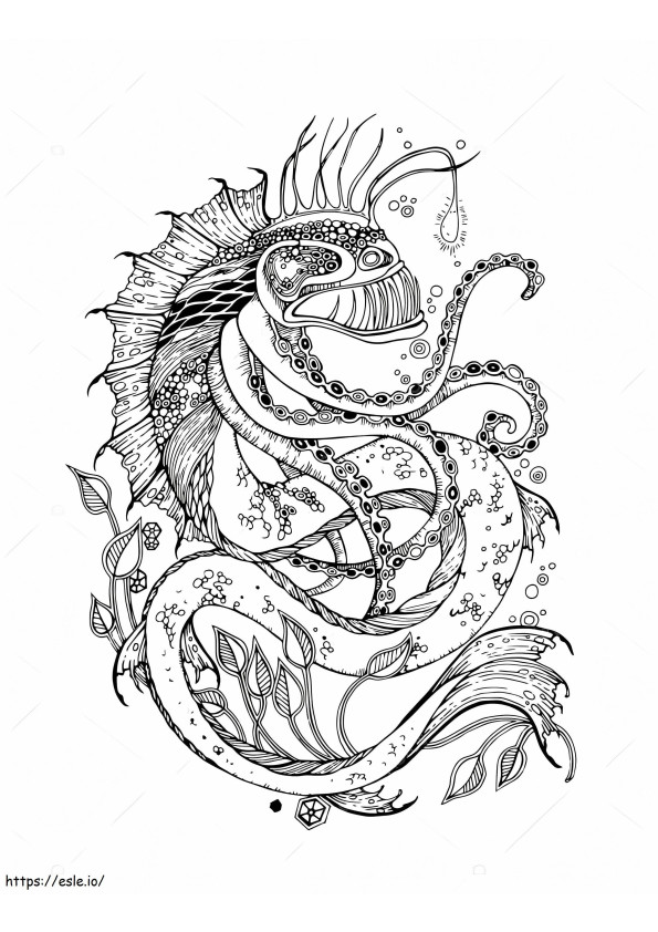 Coloriage Superbe serpent de mer à imprimer dessin