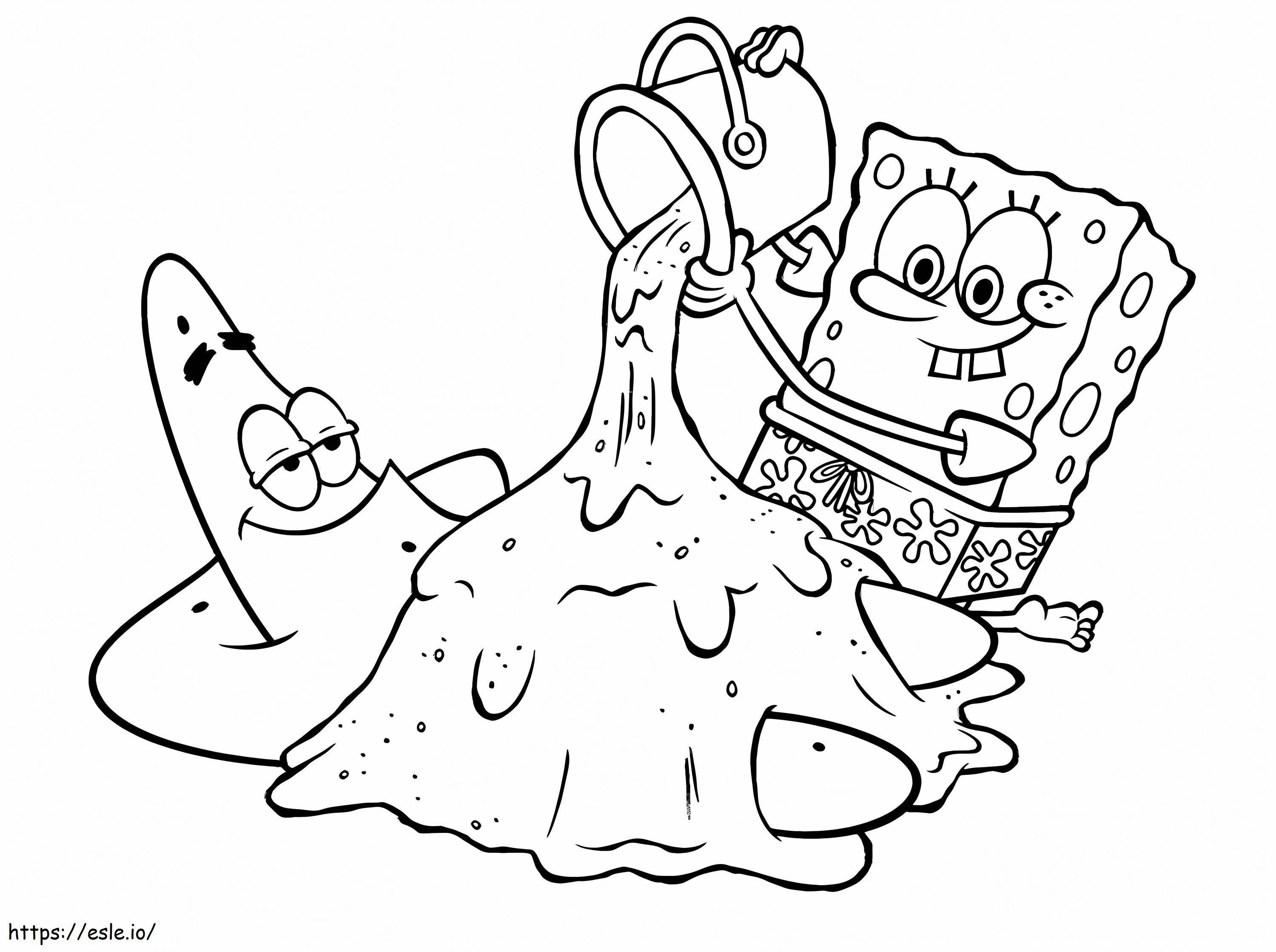 Spongebob și Patrick amuzant de colorat