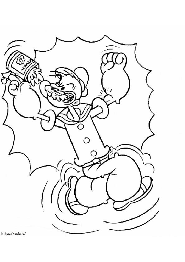 Coloriage Popeye mange des épinards à imprimer dessin