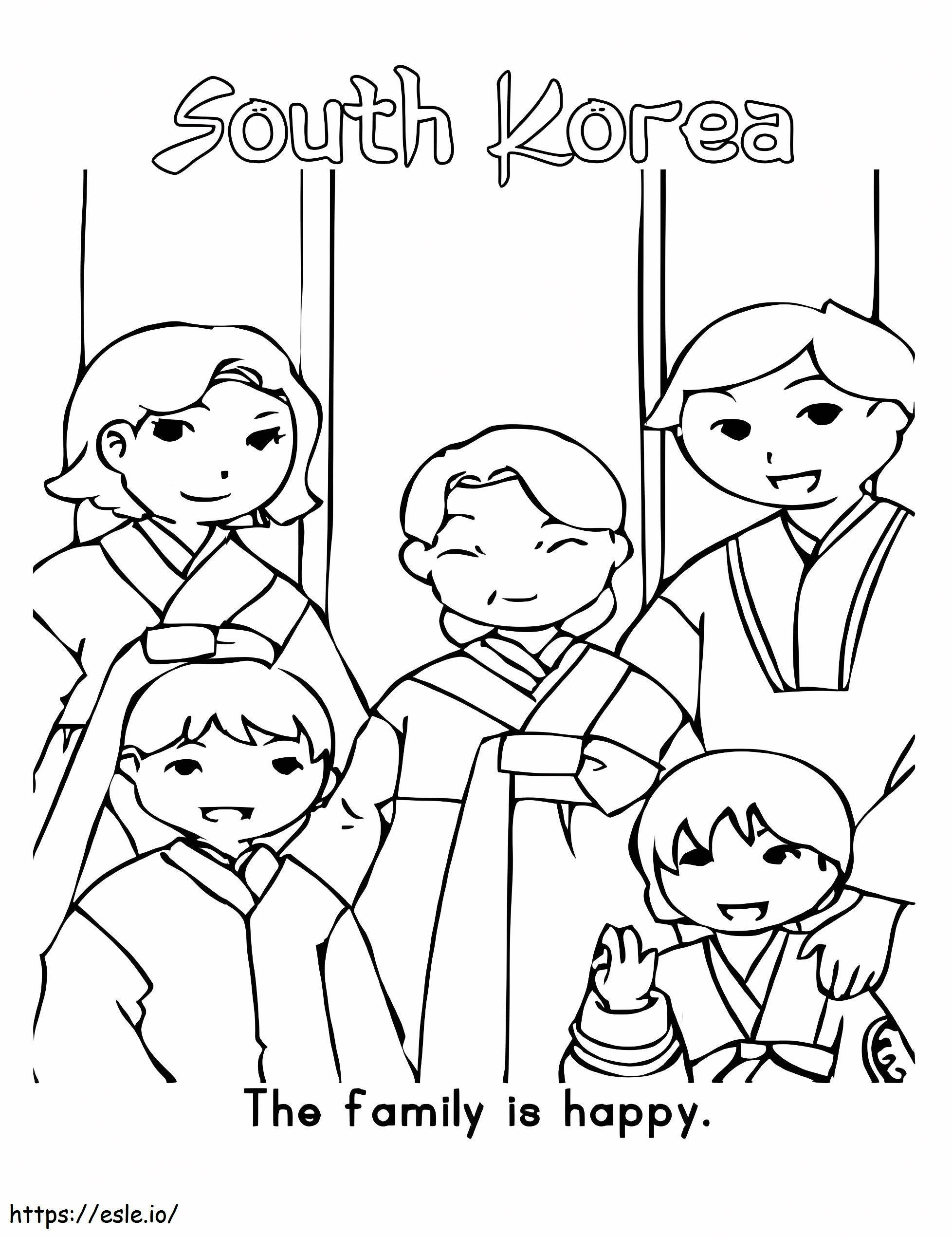 South Korea Family coloring page